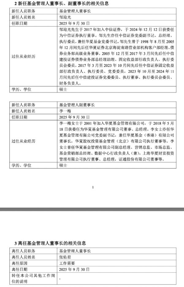 配资网络炒股 华夏基金“舵手”调整：邹迎光新任董事长 李一梅任副董事长